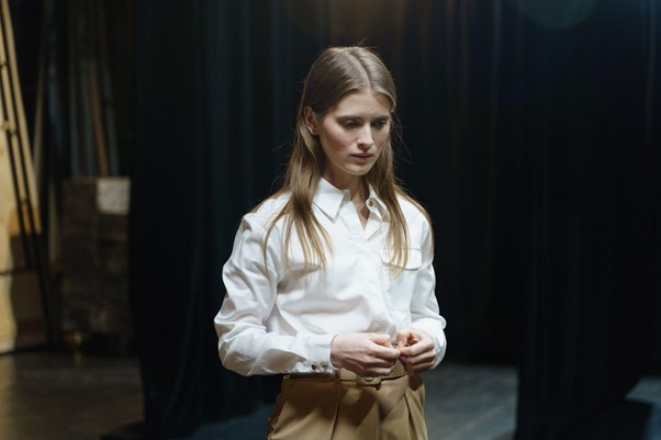 woman in audition in theatre