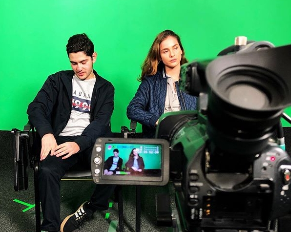 green screen with actors